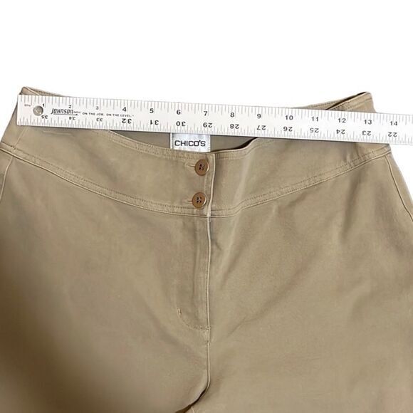 Chico’s womens pants Sz 4 high rise straight leg zipper button closure dark tan - Picture 5 of 7